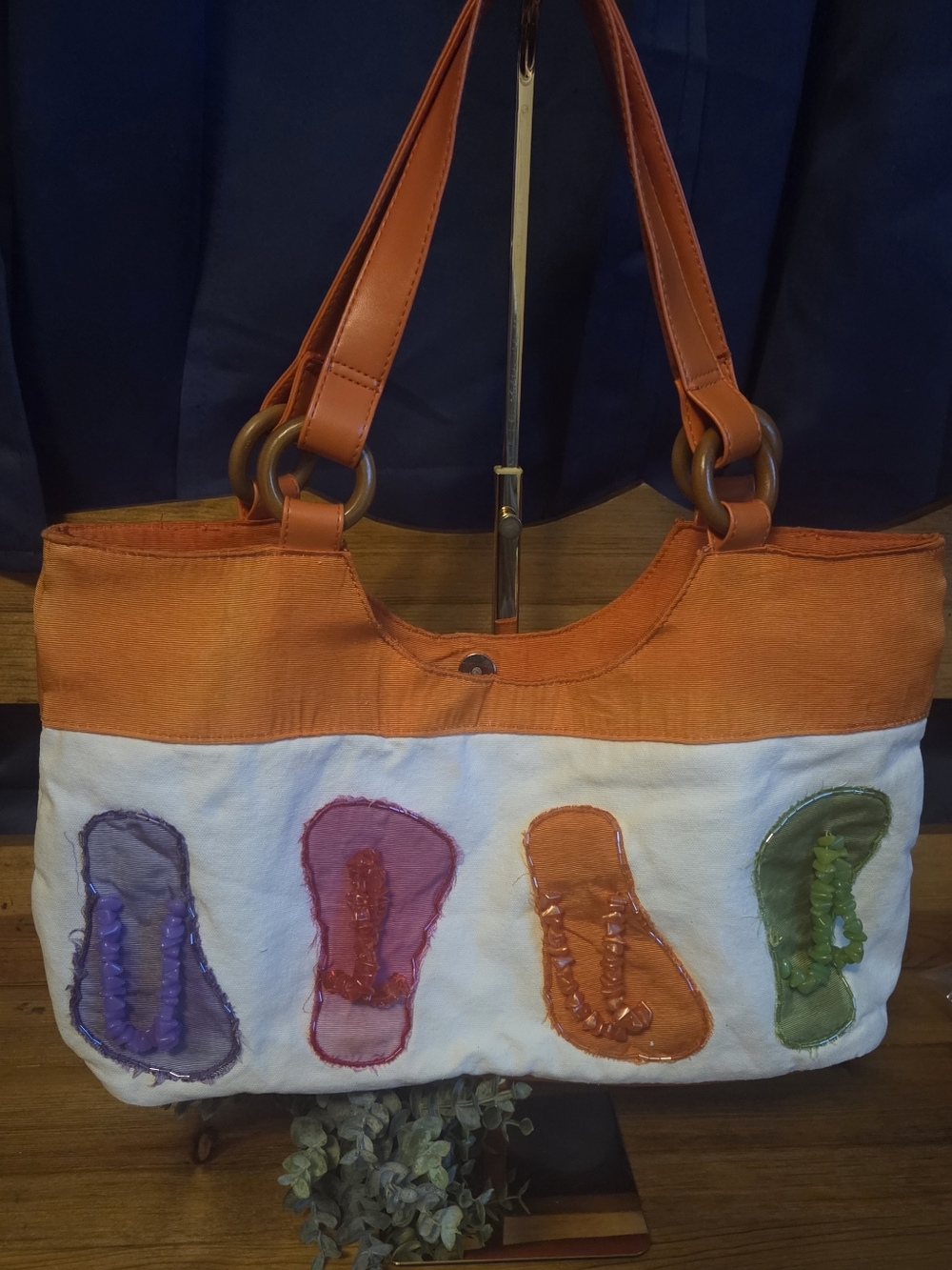 Beachy Flip Flop Tote | Y2K Canvas Shoulder Bag Funky Resort Coastal Vibes